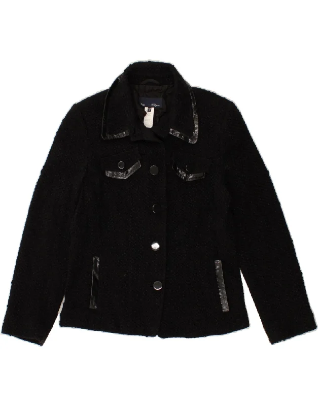 women's shearling coatsLES COPAINS Womens Bomber Jacket IT 48 XL Black Wool