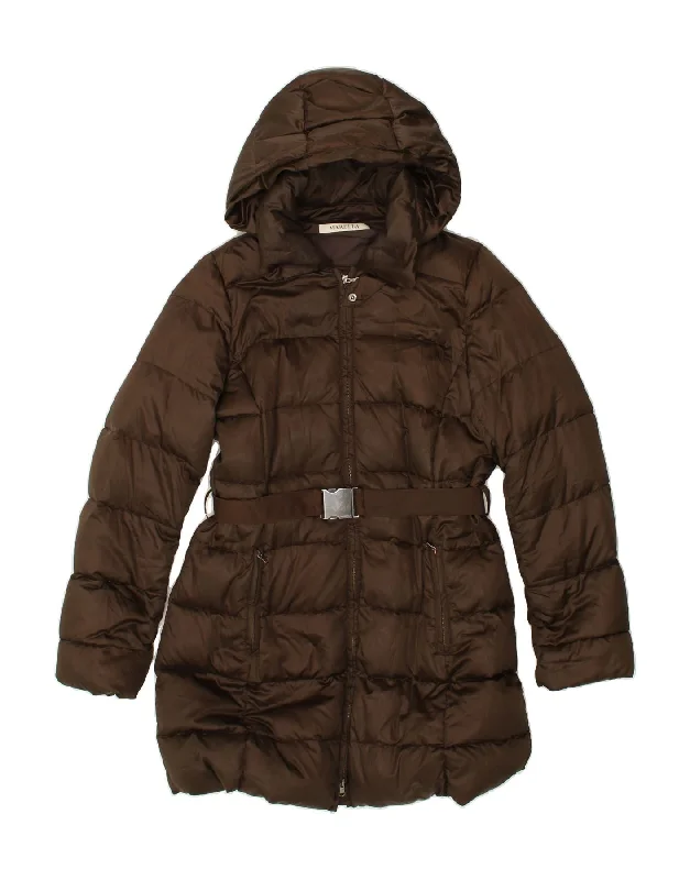 women's coats with oversized fitsMARELLA Womens Hooded Padded Coat UK 16 Large Brown Nylon