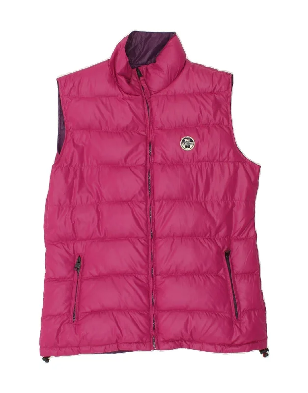 women's coats with sheer overlaysNORTH SAILS Womens Reversible Padded Gilet UK 14 Medium Pink Polyamide