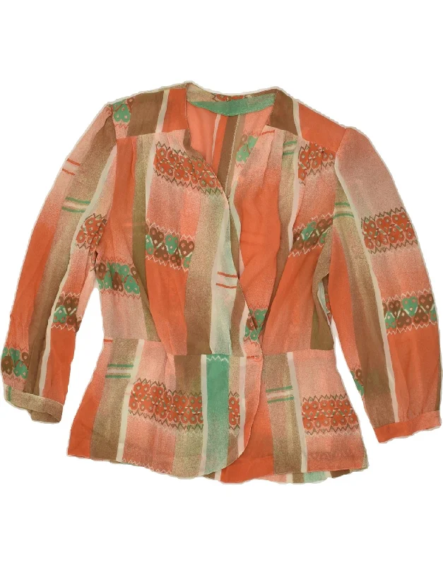 women's coats for cocktail partiesVINTAGE Womens 1 Button Blazer Jacket UK 14 Medium Orange Colourblock