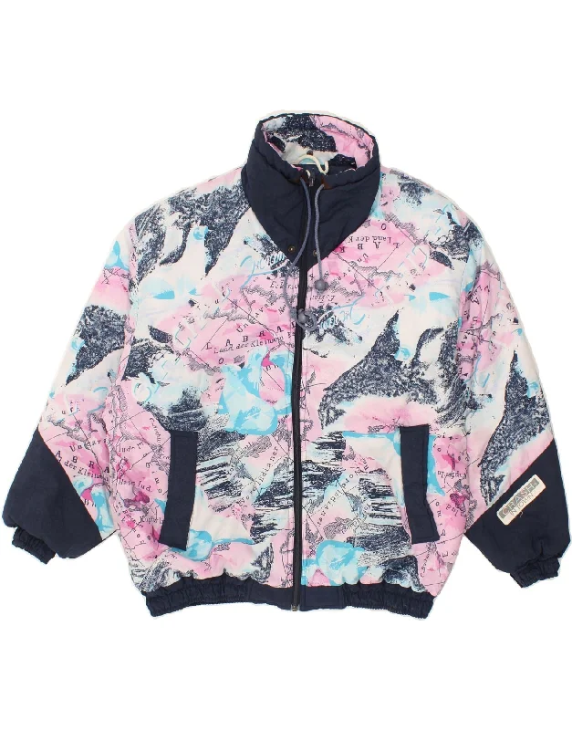 women's coats in bold colorsVINTAGE Womens Abstract Windbreaker Jacket UK 14 Medium Multicoloured