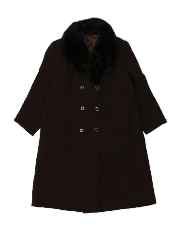 women's coats for those who appreciate timeless fashionVINTAGE Womens Double Breasted Coat IT 45 Medium Brown