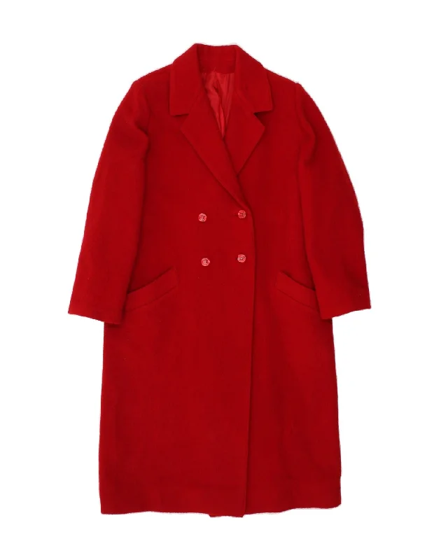 women's coats for travelVINTAGE Womens Double Breasted Coat UK 12 Medium Red Wool