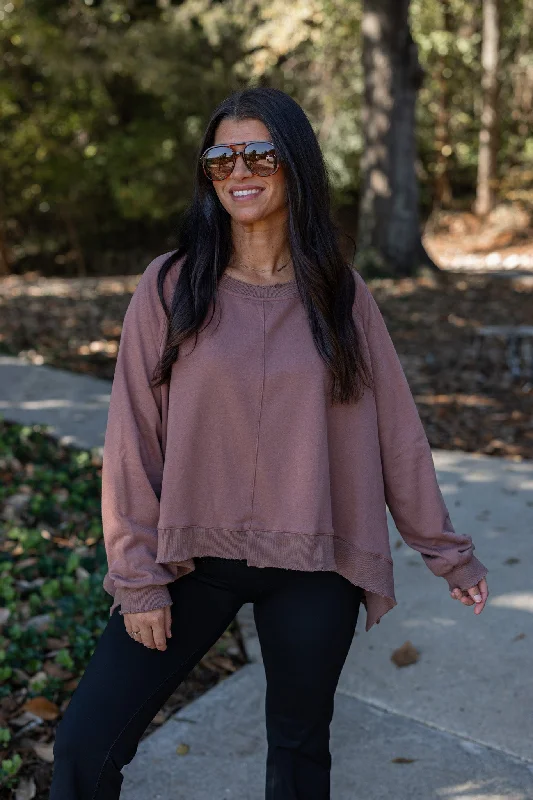 women's cold-shoulder dressesDreamy Chocolate Oversized Sweatshirt