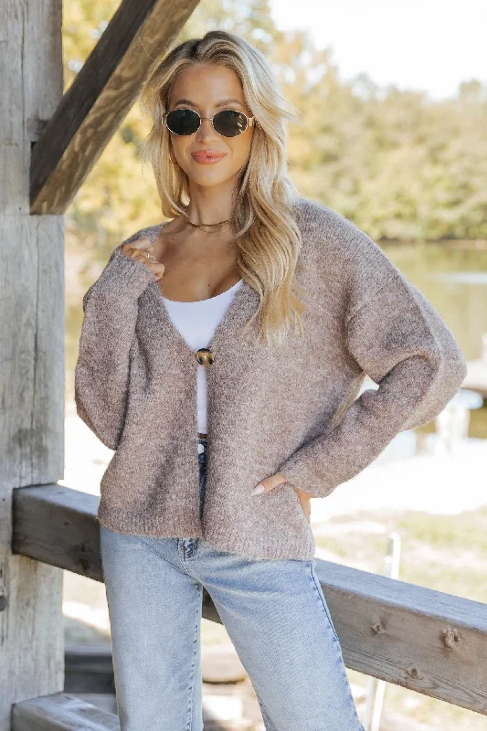 women's floral dressesUltra Brushed Sweater Cardigan - Light Mauve