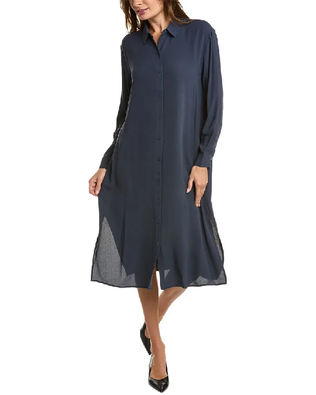 women's party dressesEILEEN FISHER Midi Silk Shirtdress