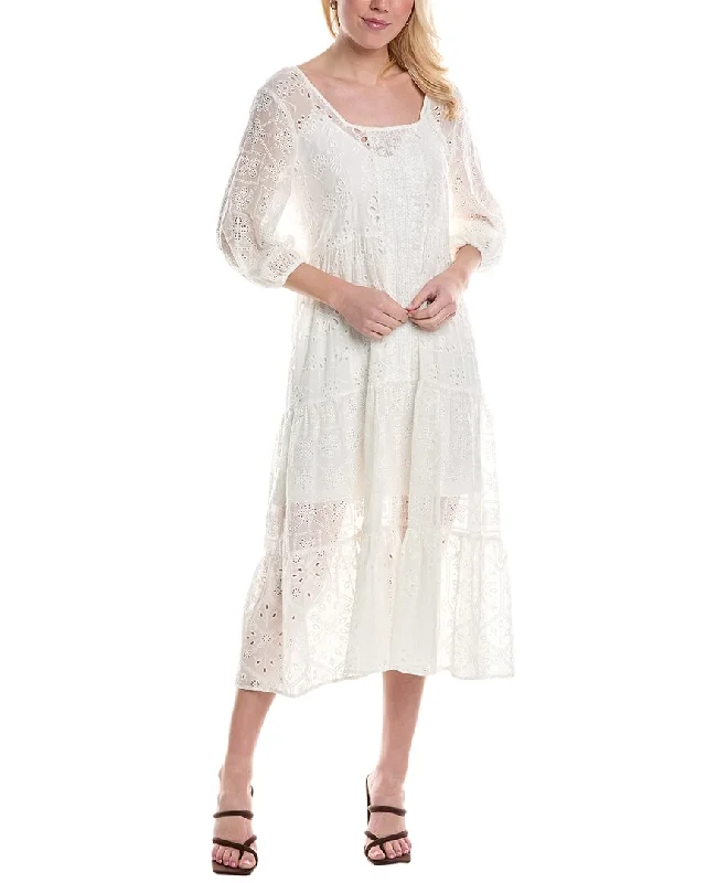 Knit DressJohnny Was Castillo Eyelet Silk-Blend Midi Dress