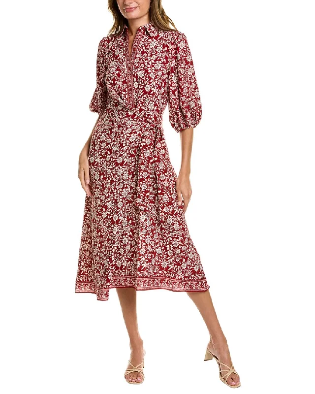 women's cotton dressesMax Studio Puff Sleeve Midi Shirtdress