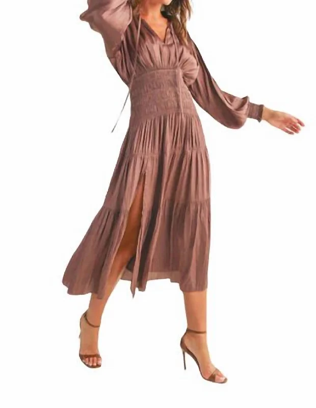 Backless DressSatin Midi Dress In Mauve