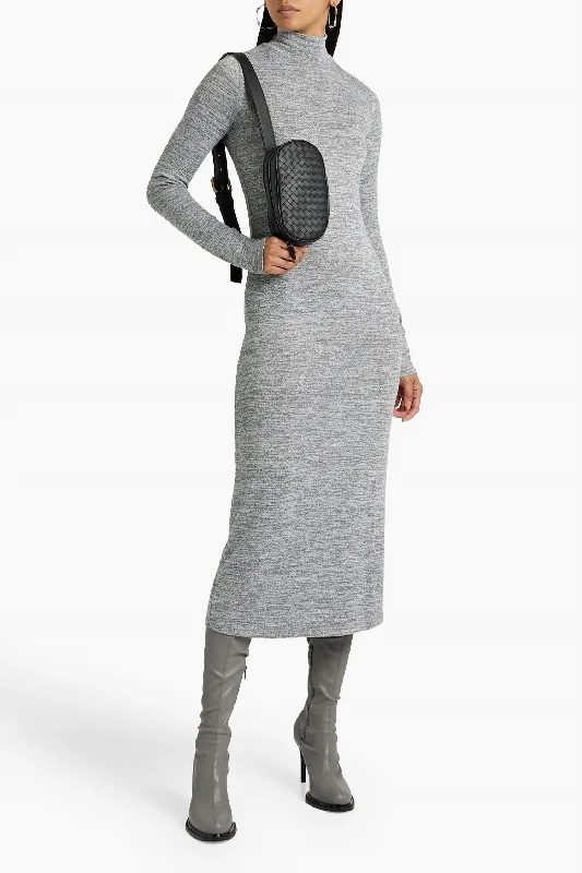 women's tall dressesThe Knit Tneck Midi Dress In Heather Grey