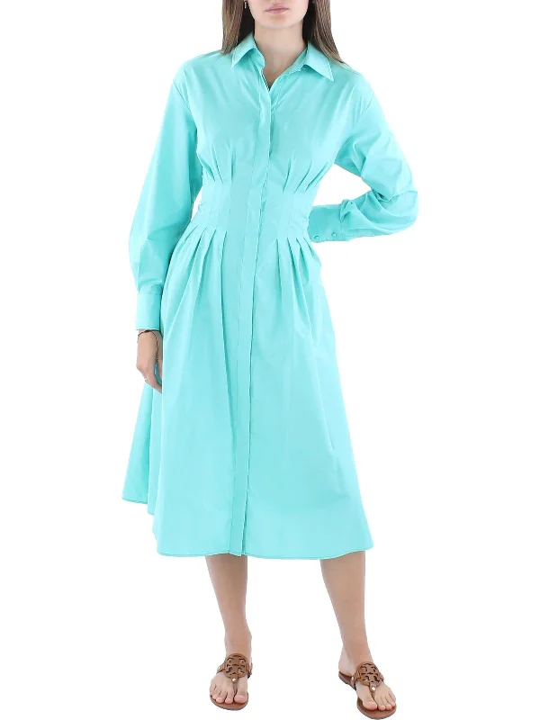 Bridesmaid DressWomens Pleated Midi Shirtdress