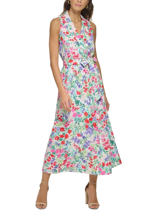 Bell-Sleeve DressWomens Woven Floral Midi Dress