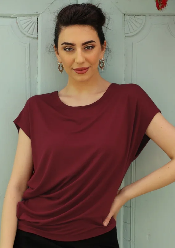 women's tops for those who value both quality and affordabilityAsymmetrical Rayon Top Maroon