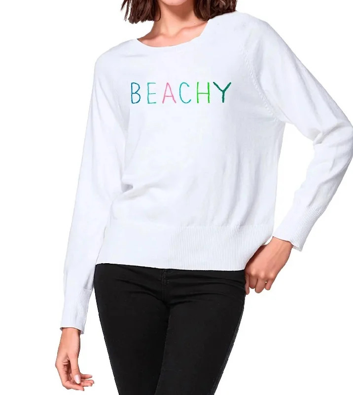 Retro Crewneck SweatersBeachy Sweater In White Multi