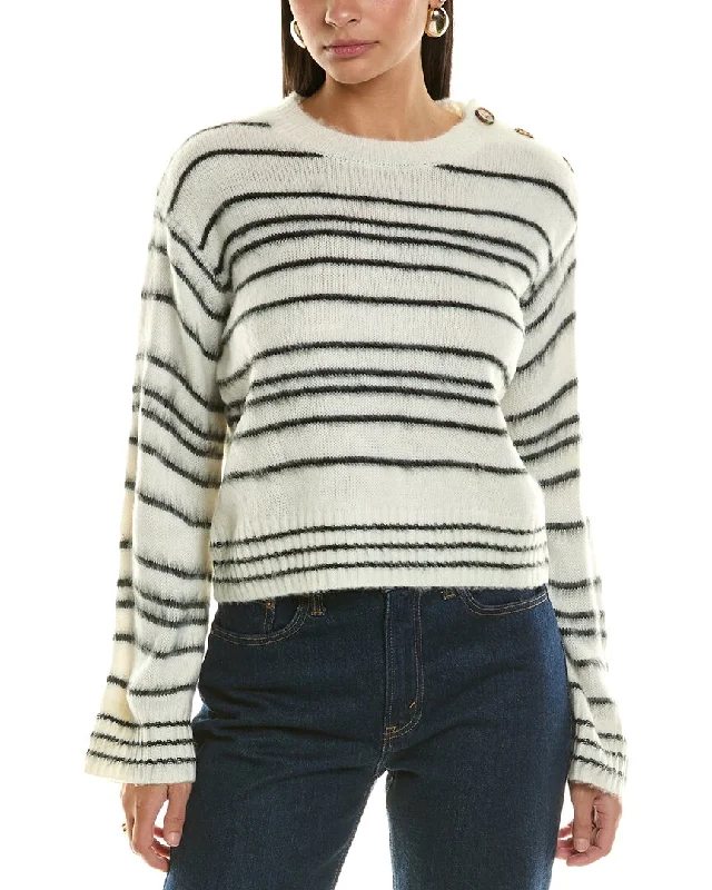 Hooded Cashmere SweatersBishop + Young Noelle Stripe Fuzzy Sweater