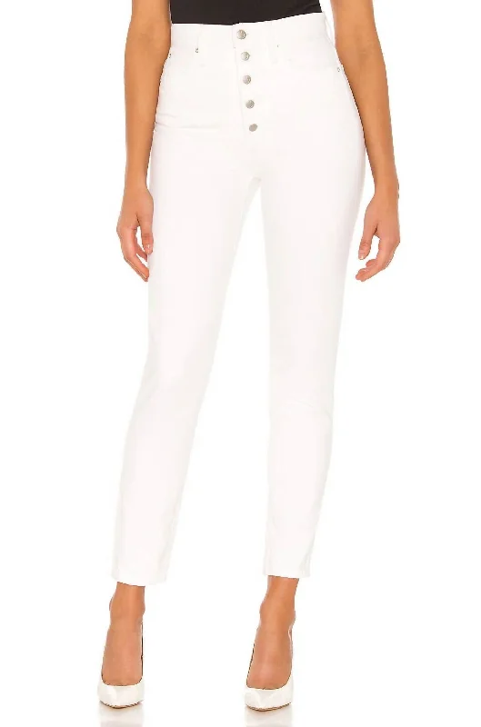 Danielle High Rise Straight Jeans In Ivory