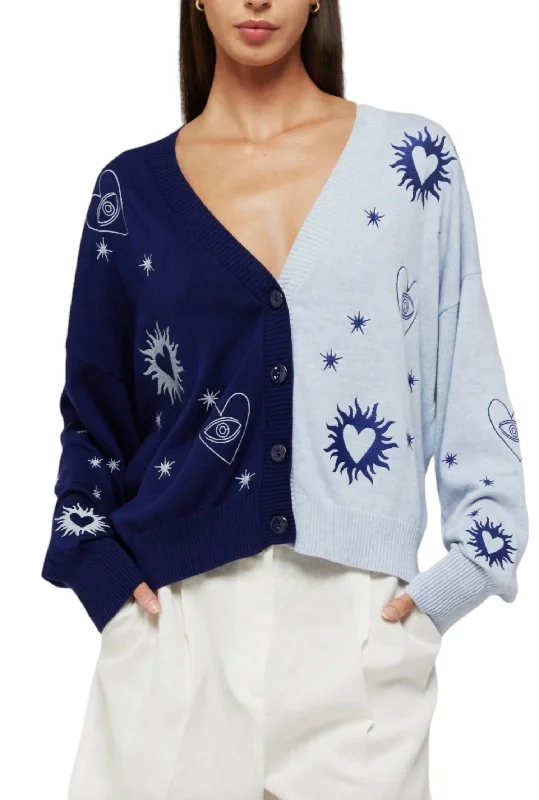 Colorful Casual SweatersMahala Cardigan In Insignia Blue/frost Blue