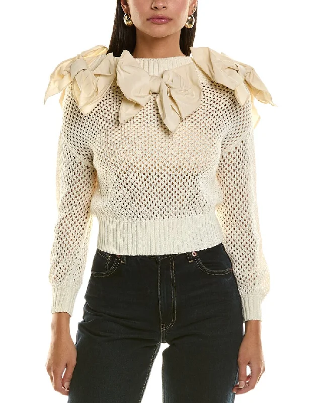 Knitted SweatersOscar de la Renta Faille Bow Sweater