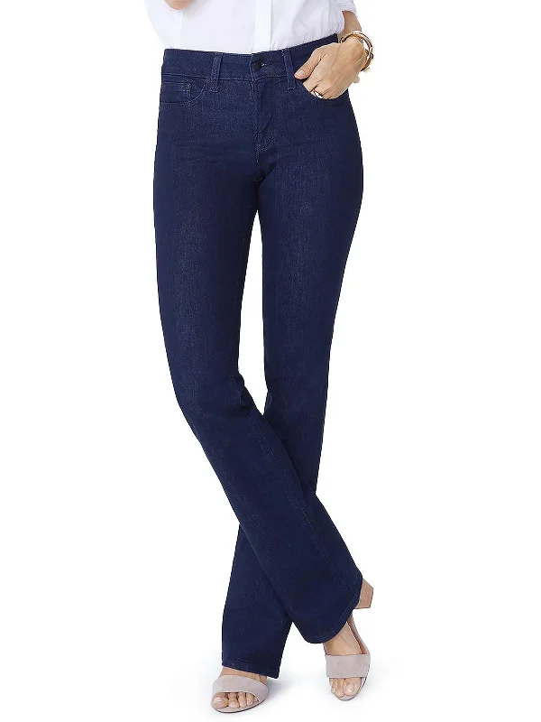 Petites Womens High Rise Lift Tuck Technology Bootcut Jeans