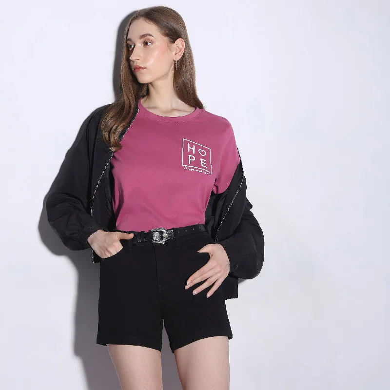 women's tops with embroidery detailsRegular Fit Graphic T-Shirt