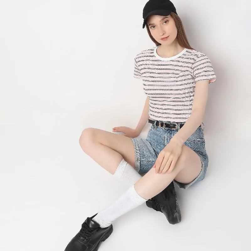 women's tops for fashion-conscious professionalsSlim Fit Striped T-Shirt