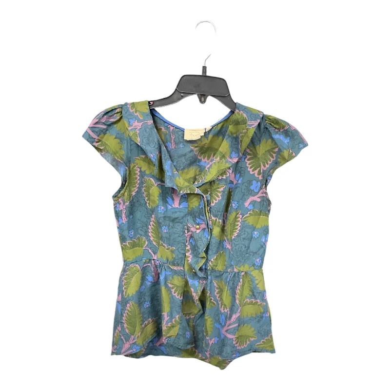 women's tops for those who refuse to compromise on styleTop Short Sleeve By Anthropologie In Blue & Green, Size: 2