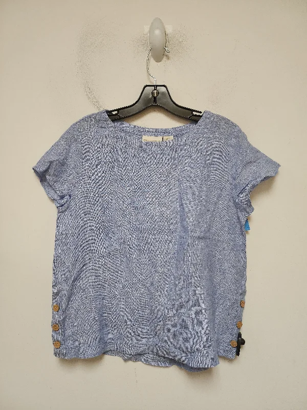 women's tops with ruffled hemsTop Short Sleeve By Cynthia Rowley In Blue, Size: S