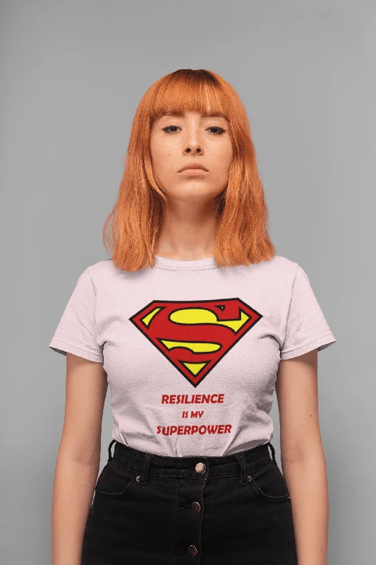 three-quarter sleeve women's topsWOMEN'S RESILIENCE IS MY SUPERPOWER ORGANIC COTTON T-SHIRT